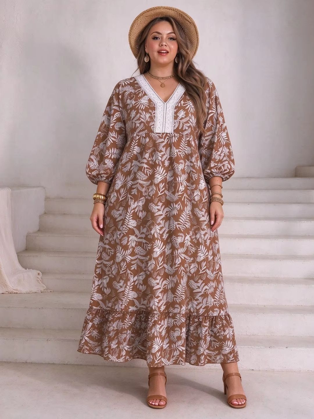 Boho Summer Beach Maxi Dress - Plus size dames maxi jurk met