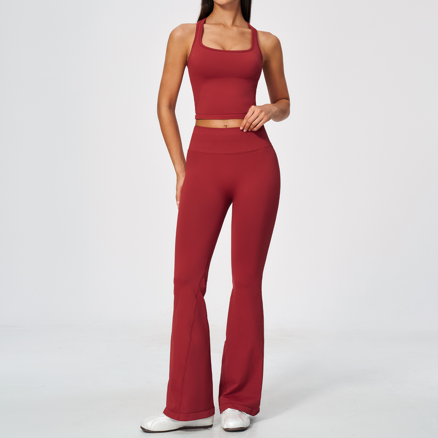 Dames 2-delige yogaset, racerb - Seamless Ribbed Workout Tank Top recensie en prijs