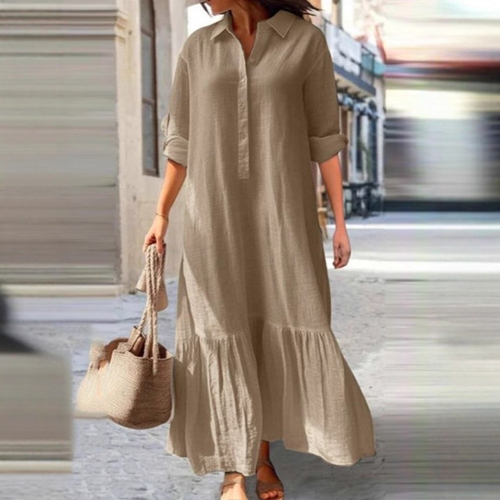 2026 Europese en Amerikaanse n - Casual Loose Linen Shirt Dress recensie en prijs