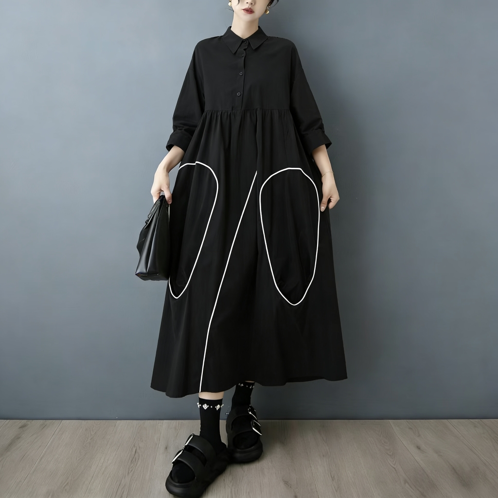 SuperAen lente- en herfstcolle - Korean Style A Line Shirt Dress recensie en prijs