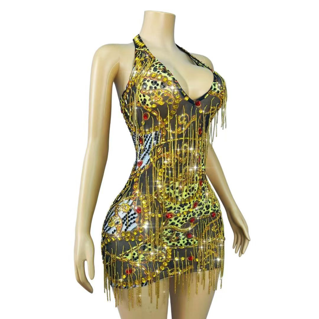 Glinsterende Gouden Strass Ket - Sparkly Rhinestone Club Party Dress recensie en prijs